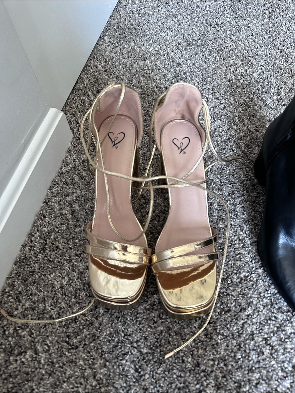 Windsor Metallic Gold Lace-Up Platform Heels